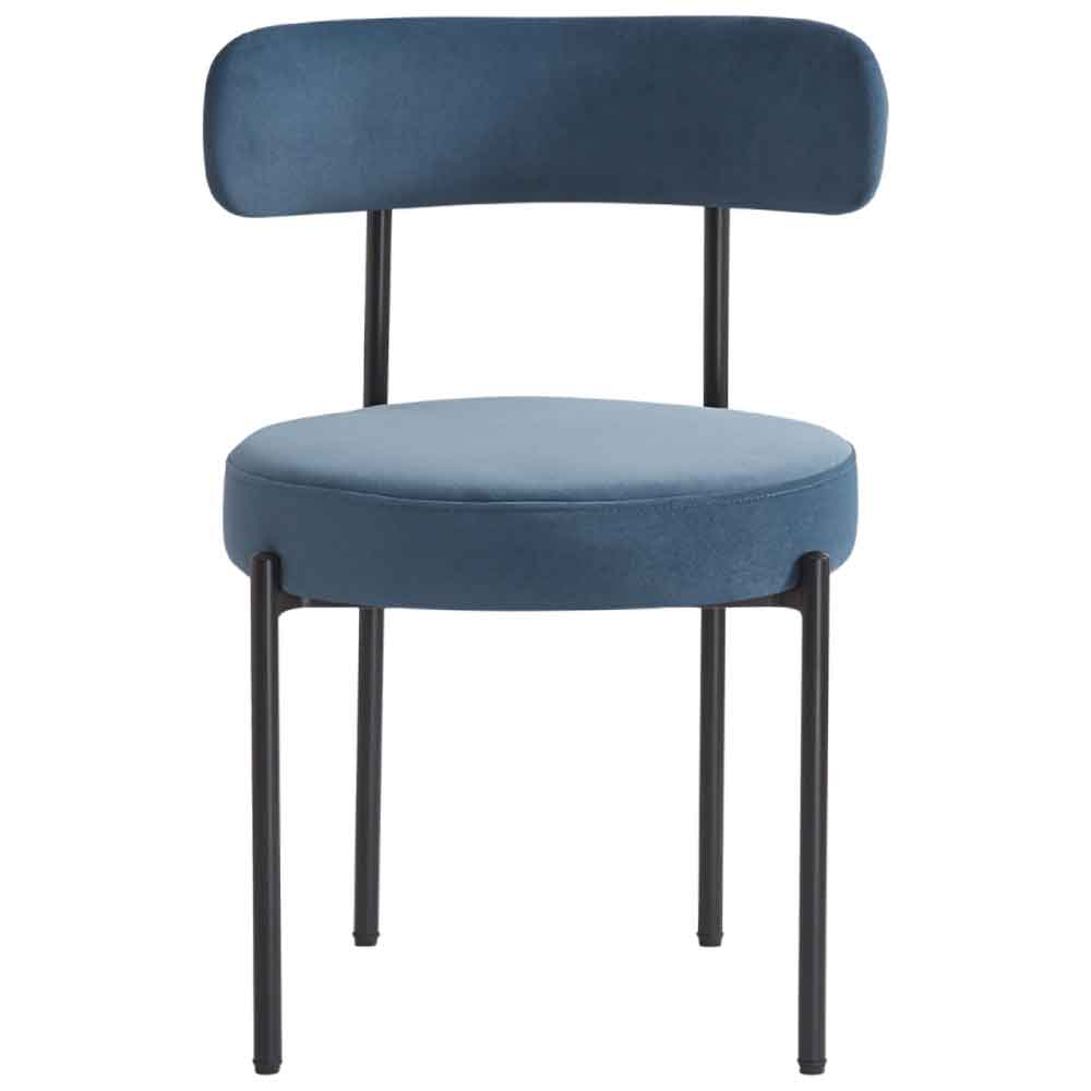 Fishers Fabric Dining Chair In Pair - Blue