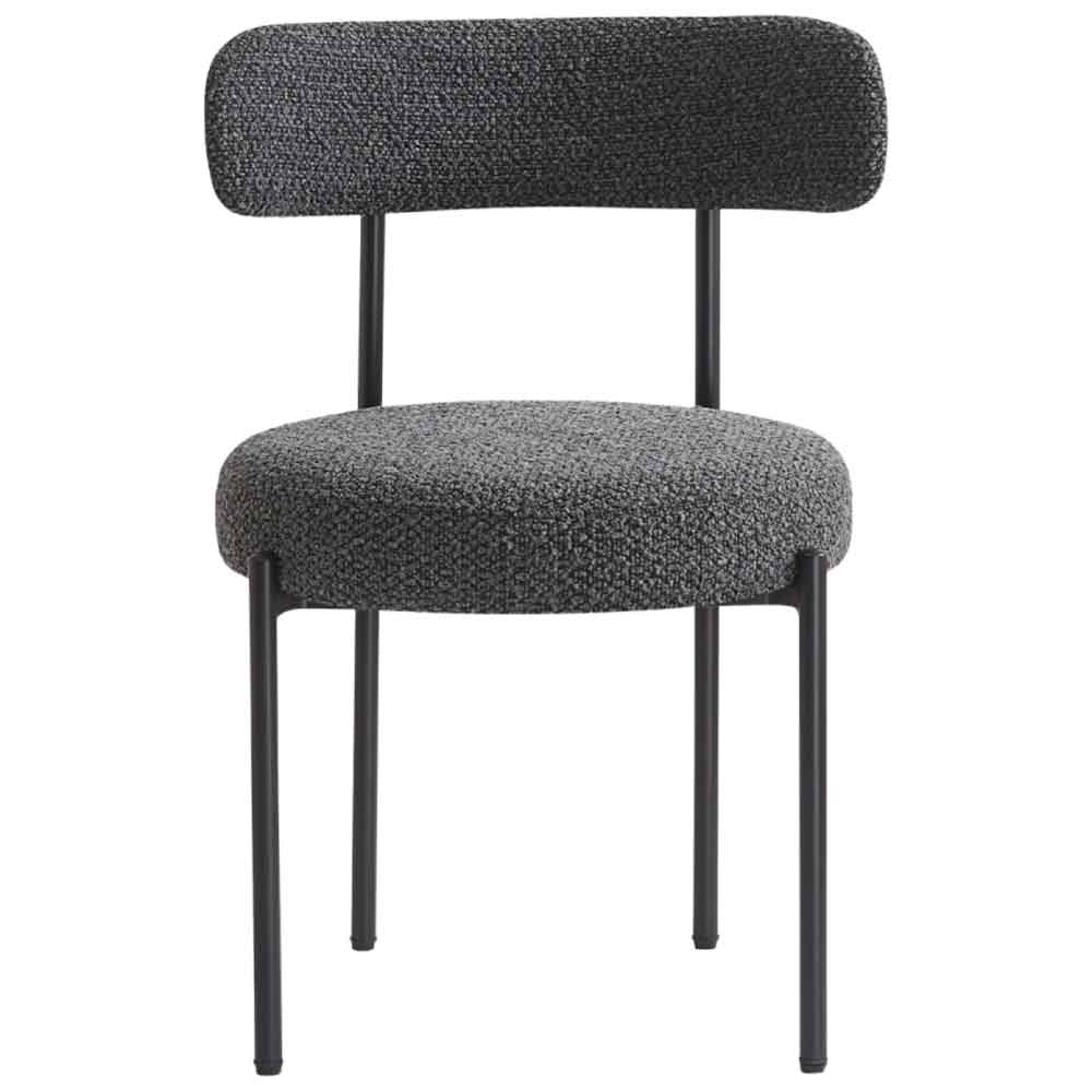 Fishers Fabric Dining Chair In Pair - Charcoal
