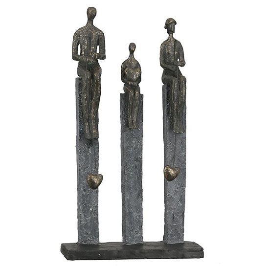 Read more about Fishing poly design sculpture in antique bronze and grey