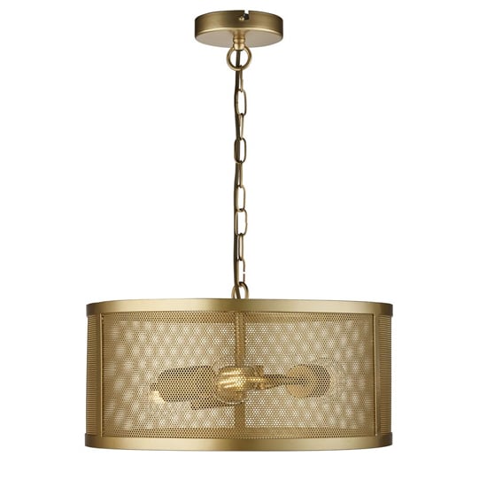 Read more about Fishnet 3 lights drum ceiling pendant light in matt gold