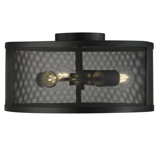 Photo of Fishnet 3 lights drum flush ceiling light in matt black