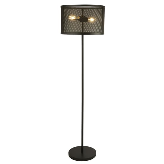 Photo of Fishnet metal 2 lights floor lamp in matt black