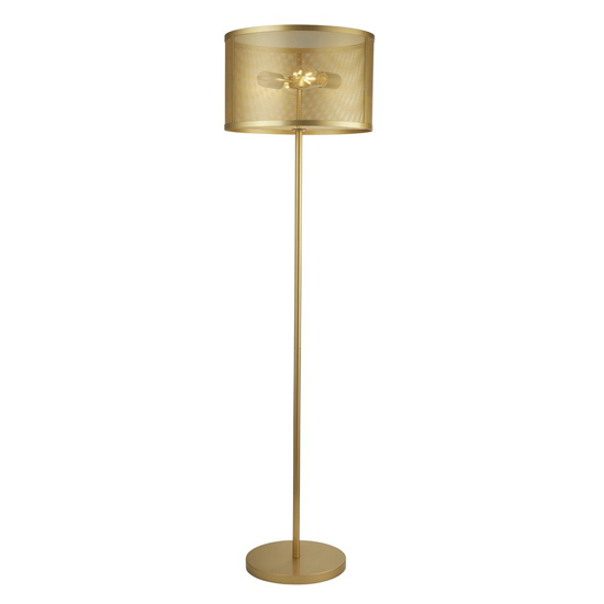 Photo of Fishnet metal 2 lights floor lamp in matt gold