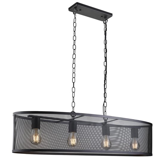Read more about Fishnet oval 4 lights drum ceiling pendant light in matt black