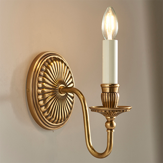 Read more about Fitzroy 1 light wall light in solid brass and gloss ivory