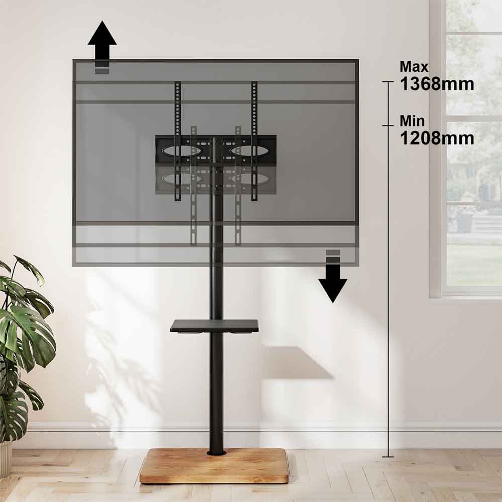 Fivaro Wooden Pedestal TV Stand in Black and Oak