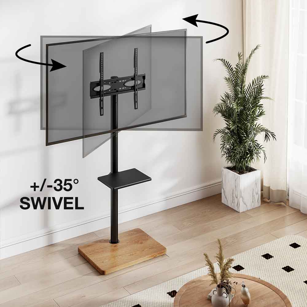 Fivaro Wooden Pedestal TV Stand in Black and Oak