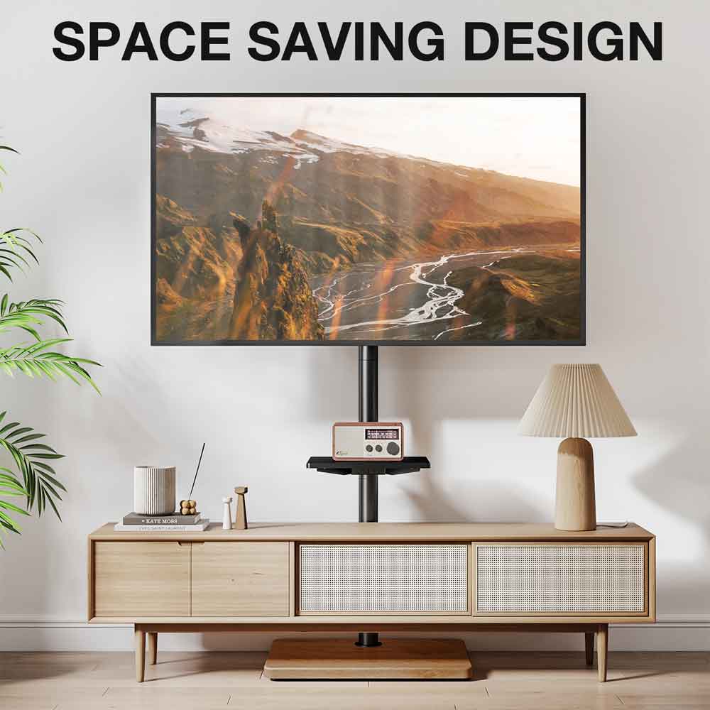 Fivaro Wooden Pedestal TV Stand in Black and Oak
