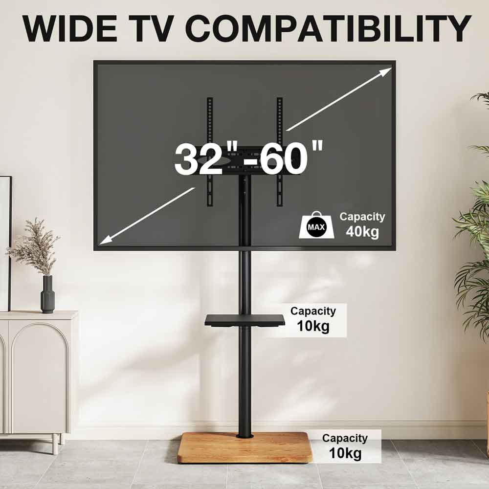 Fivaro Wooden Pedestal TV Stand in Black and Oak