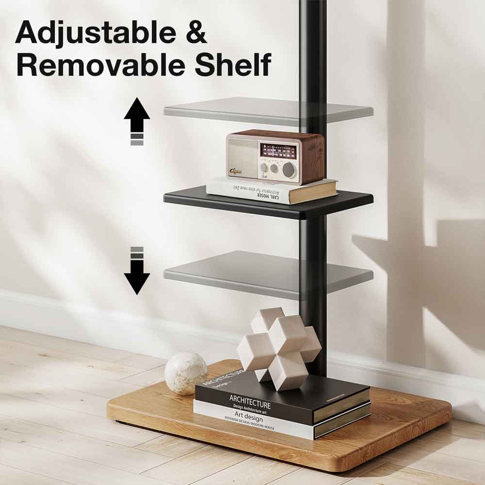 Fivaro Wooden Pedestal TV Stand in Black and Oak