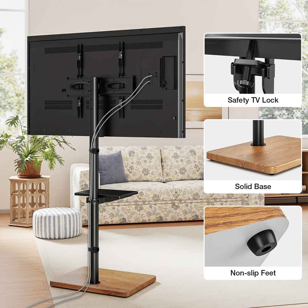 Fivaro Wooden Pedestal TV Stand in Black and Oak