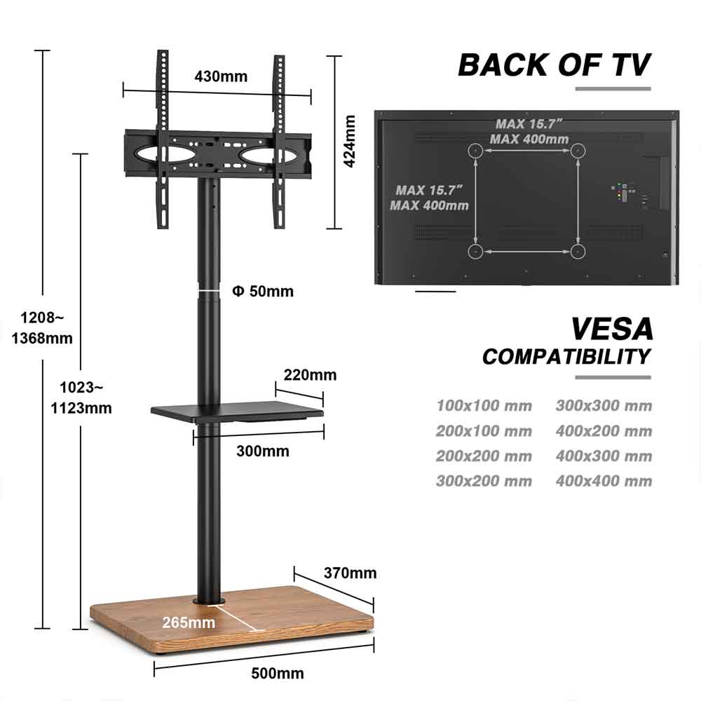 Fivaro Wooden Pedestal TV Stand in Black and Oak
