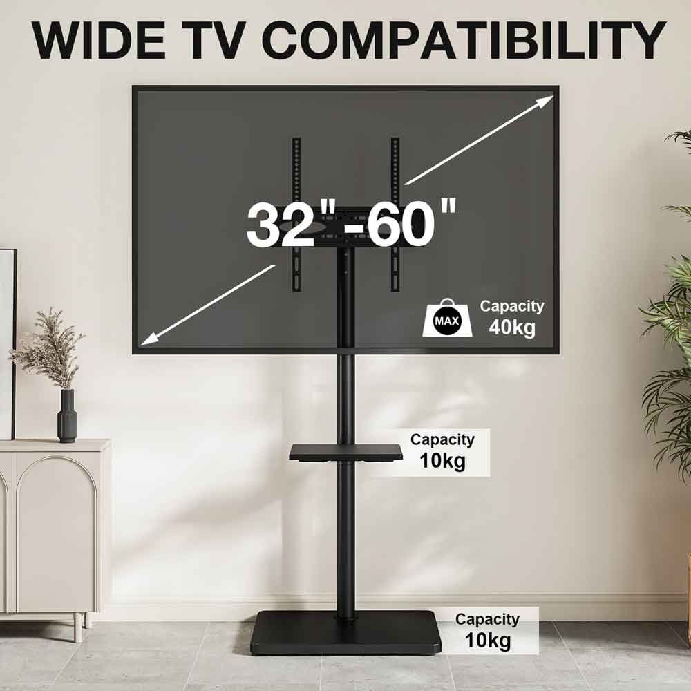 Fivaro Wooden Pedestal TV Stand in Black