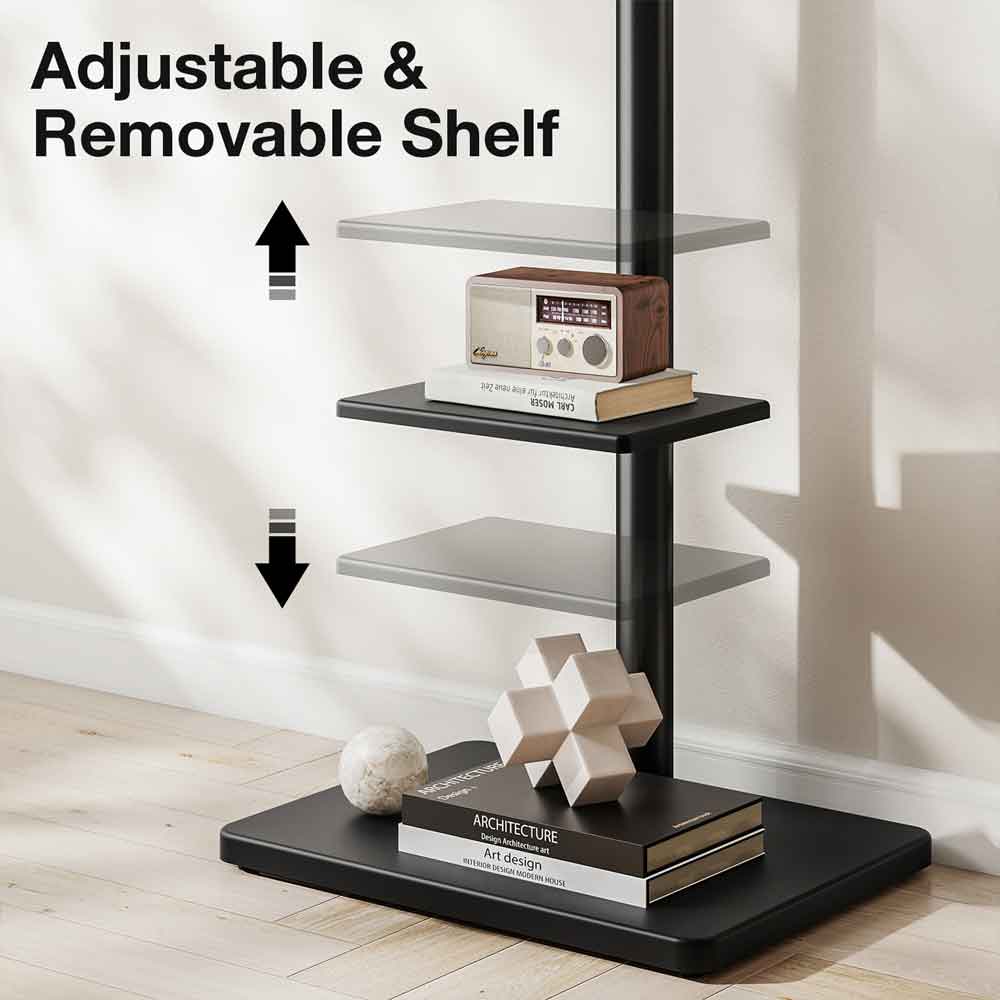 Fivaro Wooden Pedestal TV Stand in Black