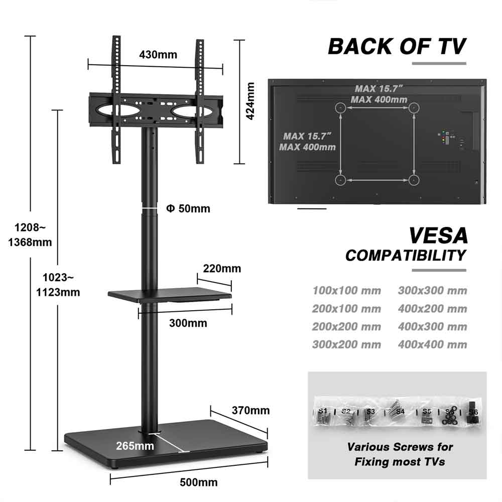 Fivaro Wooden Pedestal TV Stand in Black