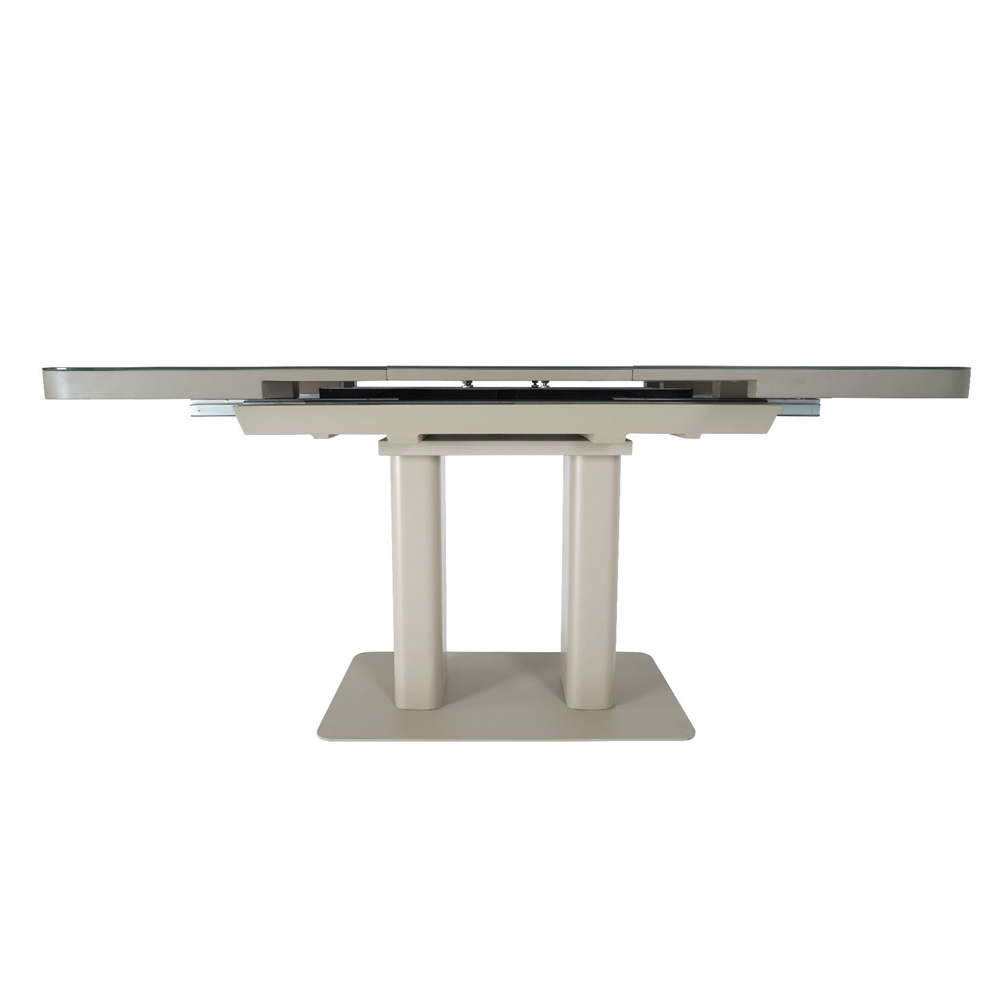Fivon Glass Top Extending Dining Table with Cashmere Base