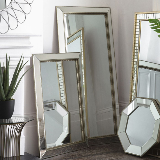 Flagstaff Bevelled Leaner Floor Mirror In Silver Furniture in Fashion