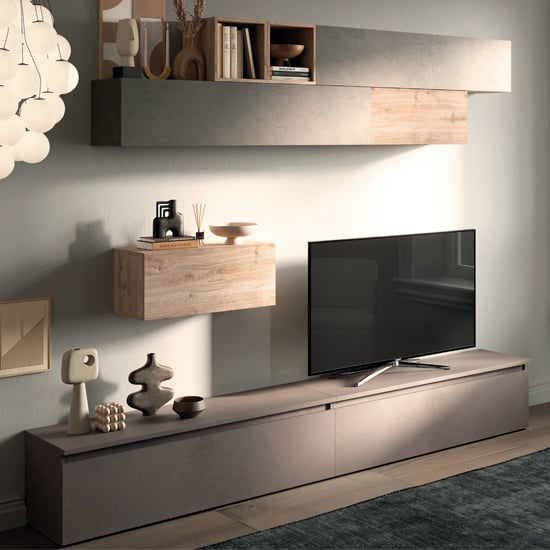 Read more about Flaine wooden entertainment unit in clay bronze and cadiz oak