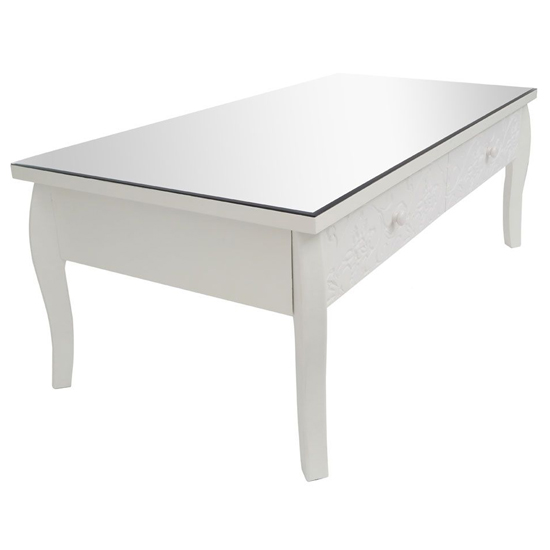 Flair Glass Top Coffee Table With 2 Drawers In White_2