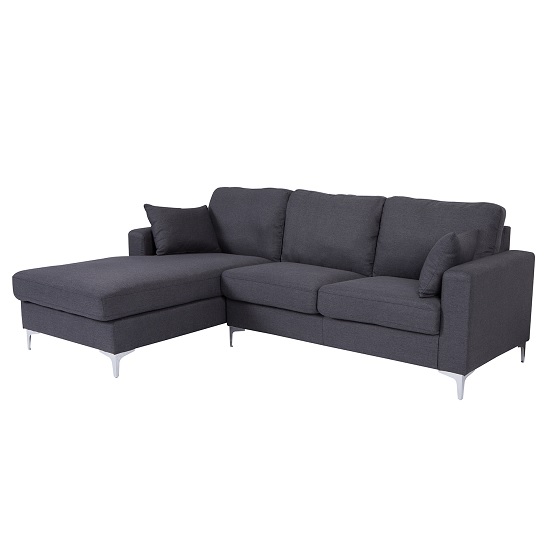 Flake Fabric Left Corner Sofa In Grey With Metal Legs Flake Fabric Left Corner Sofa In Grey With Metal Legs