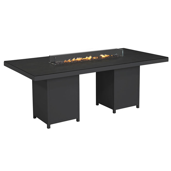 Product photograph of Flitwick 200cm Glass Dining Table With Firepit In Matt Slate from Furniture in Fashion