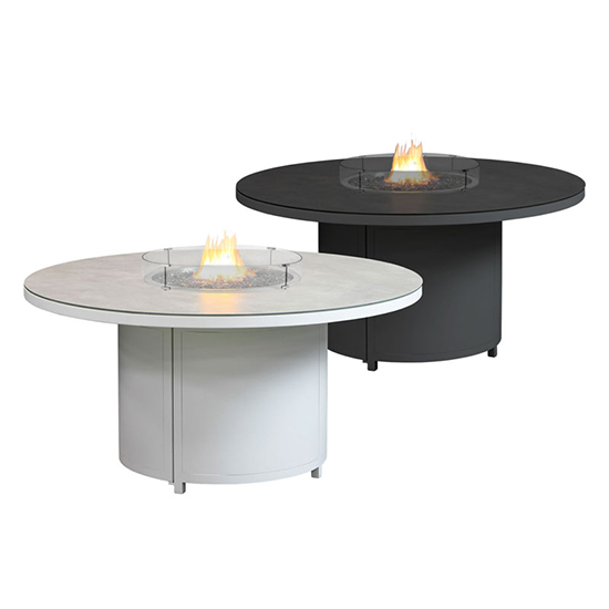 Flitwick Round 150cm Glass Dining Table With Firepit In Matt Slate_2