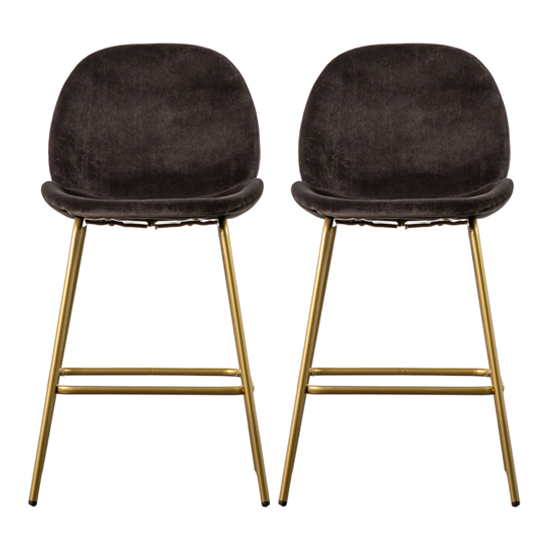 Product photograph of Flanaven Chocolate Brown Velvet Bar Chairs In A Pair from Furniture in Fashion