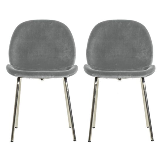 Photo of Flanaven light grey velvet dining chairs in a pair