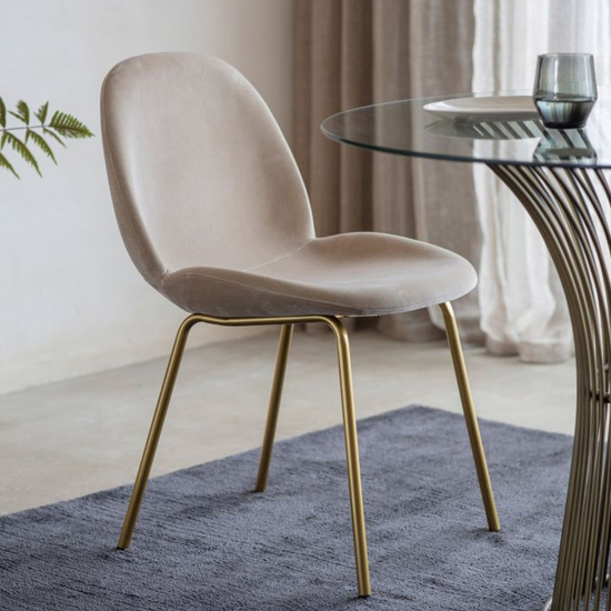 Flanaven Oatmeal Velvet Dining Chairs In Pair