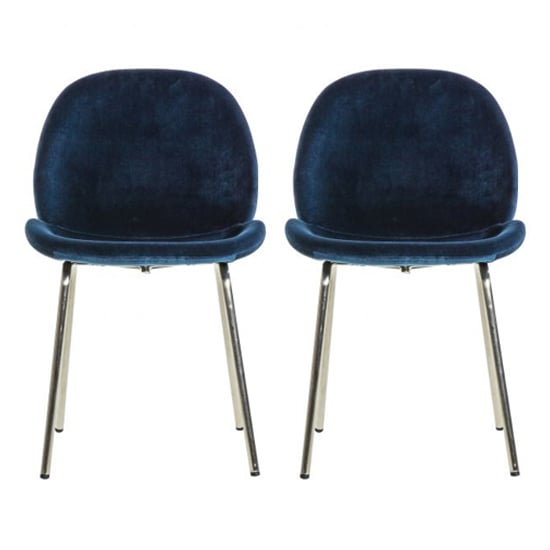 Flanaven Petrol Blue Velvet Dining Chairs In A Pair