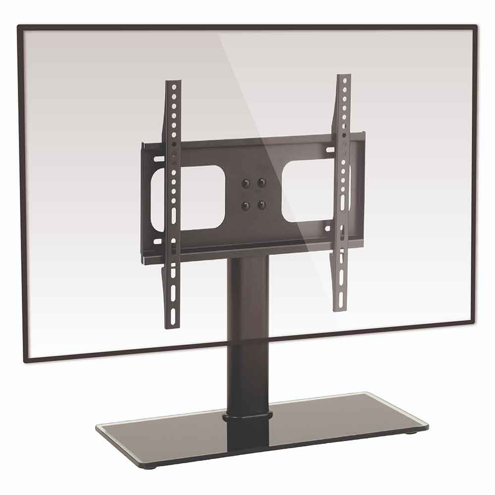 Flanders 55'' Universal Fixed Table Top Glass Base TV Stand - Black
