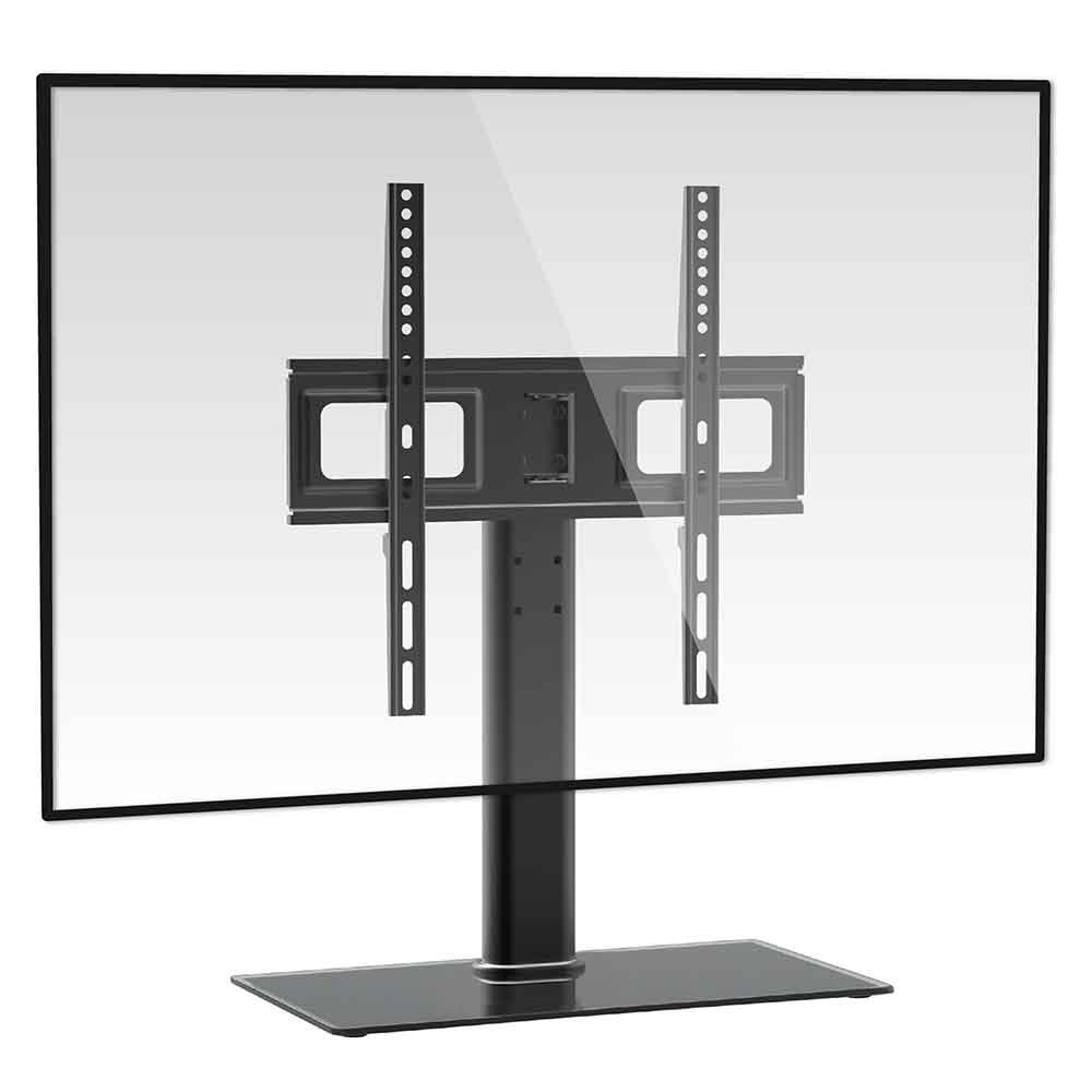 Flanders 55'' Universal Swivel Table Top Glass Base TV Stand - Black