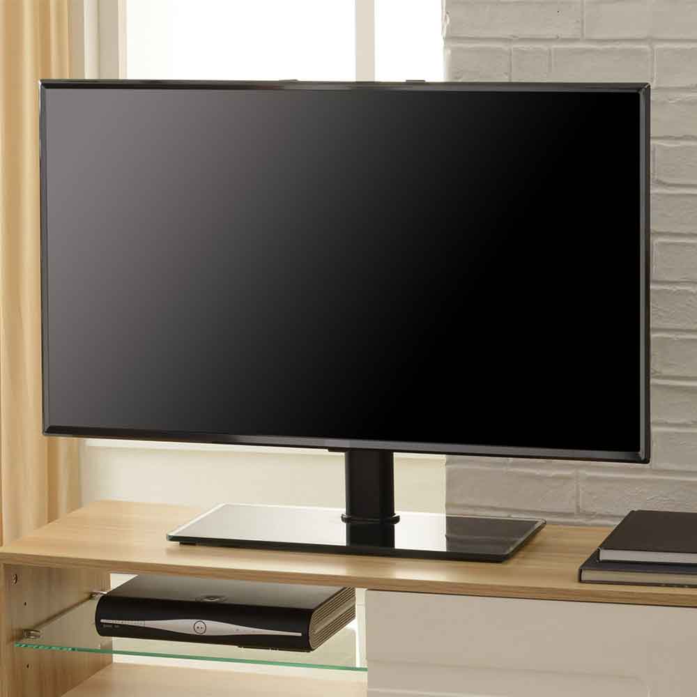 Flanders 60'' Universal Fixed Table Top Glass Base TV Stand - Black