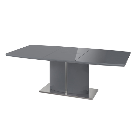 Photo of Falstone extending wooden dining table in grey high gloss