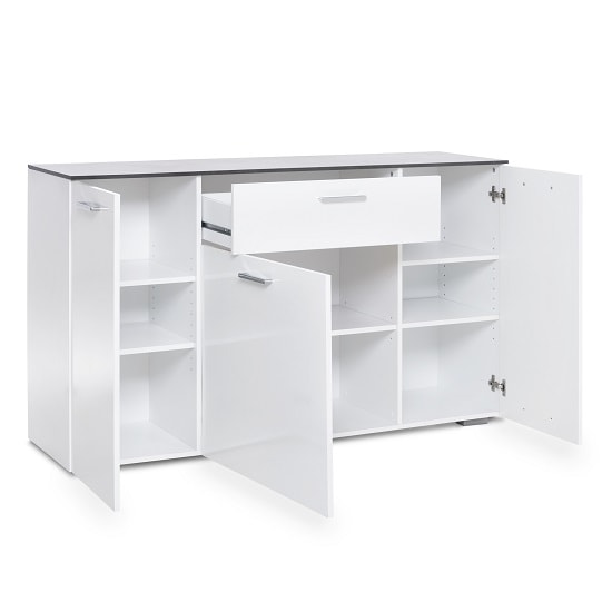 Flavio Sideboard In White High Gloss Dark Concrete With 3 Doors_3