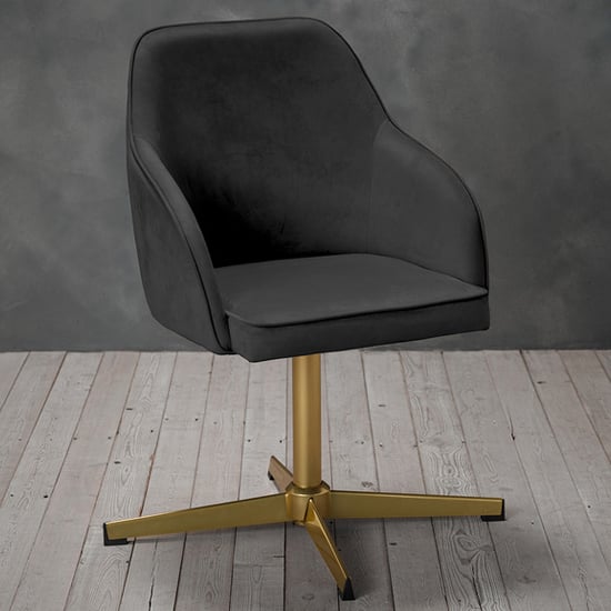 Photo of Flax velvet home and office chair in black