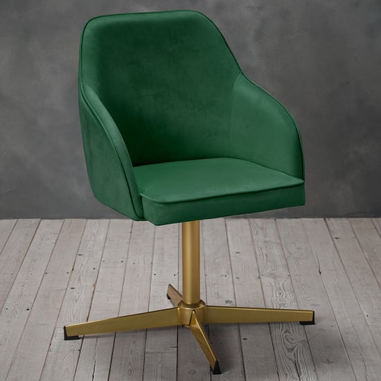 Photo of Flax velvet home and office chair in green