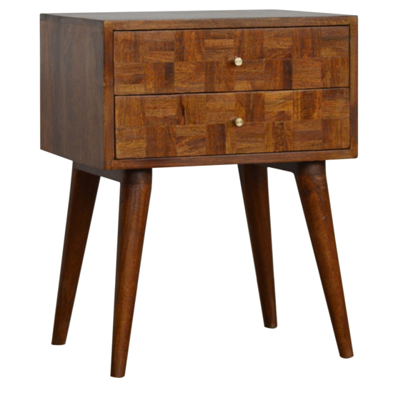 Read more about Flee wooden mixed pattern bedside cabinet in chestnut