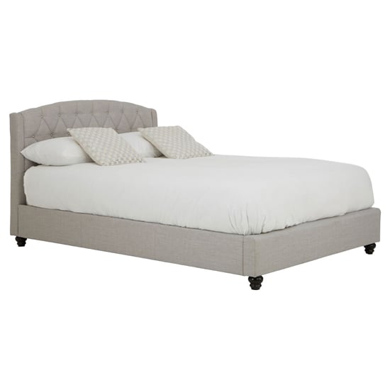 Photo of Flegetonte fabric double bed in light grey