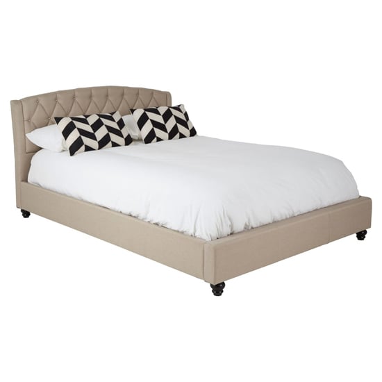 Read more about Flegetonte fabric king size bed in beige