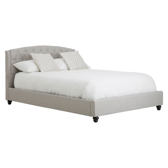 Photo of Flegetonte fabric king size bed in light grey