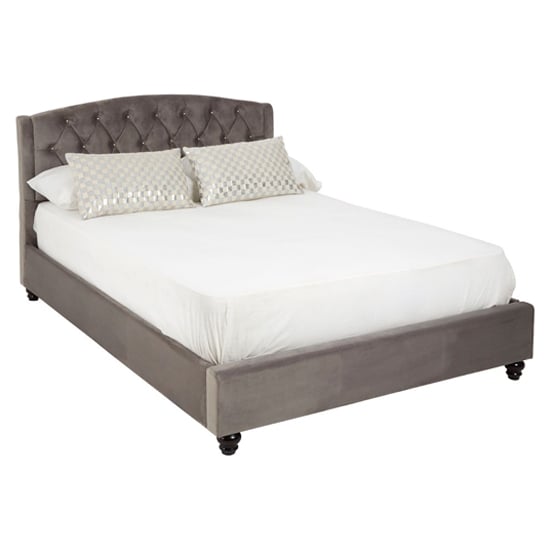Read more about Flegetonte velvet double bed in brushed steel