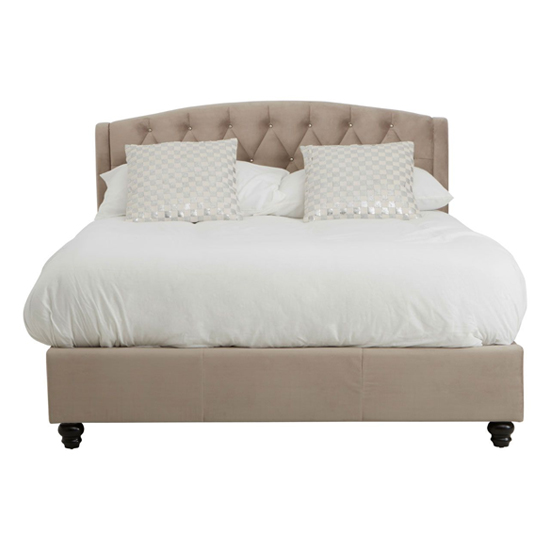 Flegetonte Velvet Double Bed In Mink