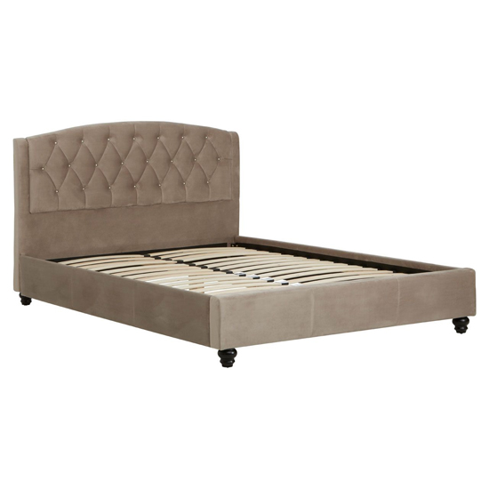 Flegetonte Velvet Double Bed In Mink