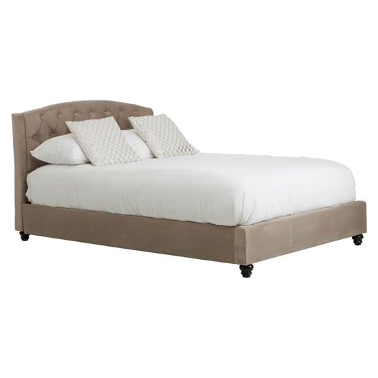 Product photograph of Flegetonte Velvet Double Bed In Mink from Furniture in Fashion