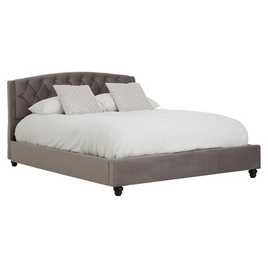 Photo of Flegetonte velvet king size bed in brushed steel