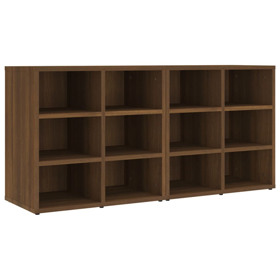 Fleta Shoe Storage Bench With 12 Shelves In Brown Oak