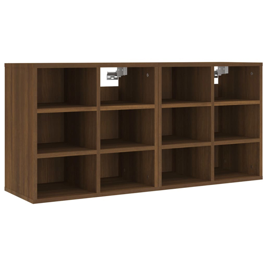 Fleta Shoe Storage Bench With 12 Shelves In Brown Oak