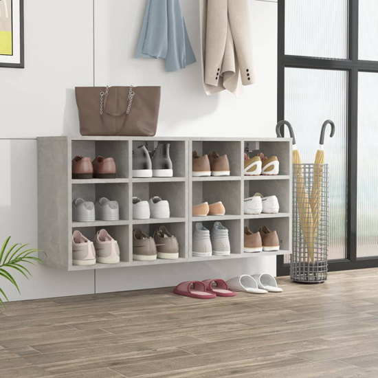 Fleta Shoe Storage Bench With 12 Shelves In Concrete Effect