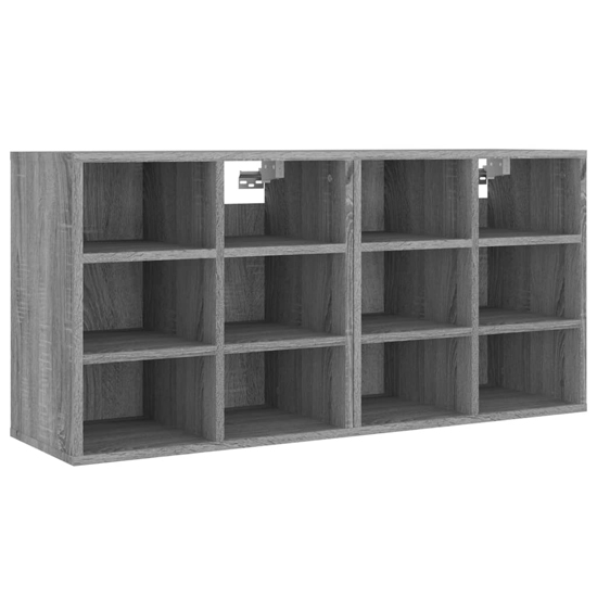 Fleta Shoe Storage Bench With 12 Shelves In Grey Sonoma Oak